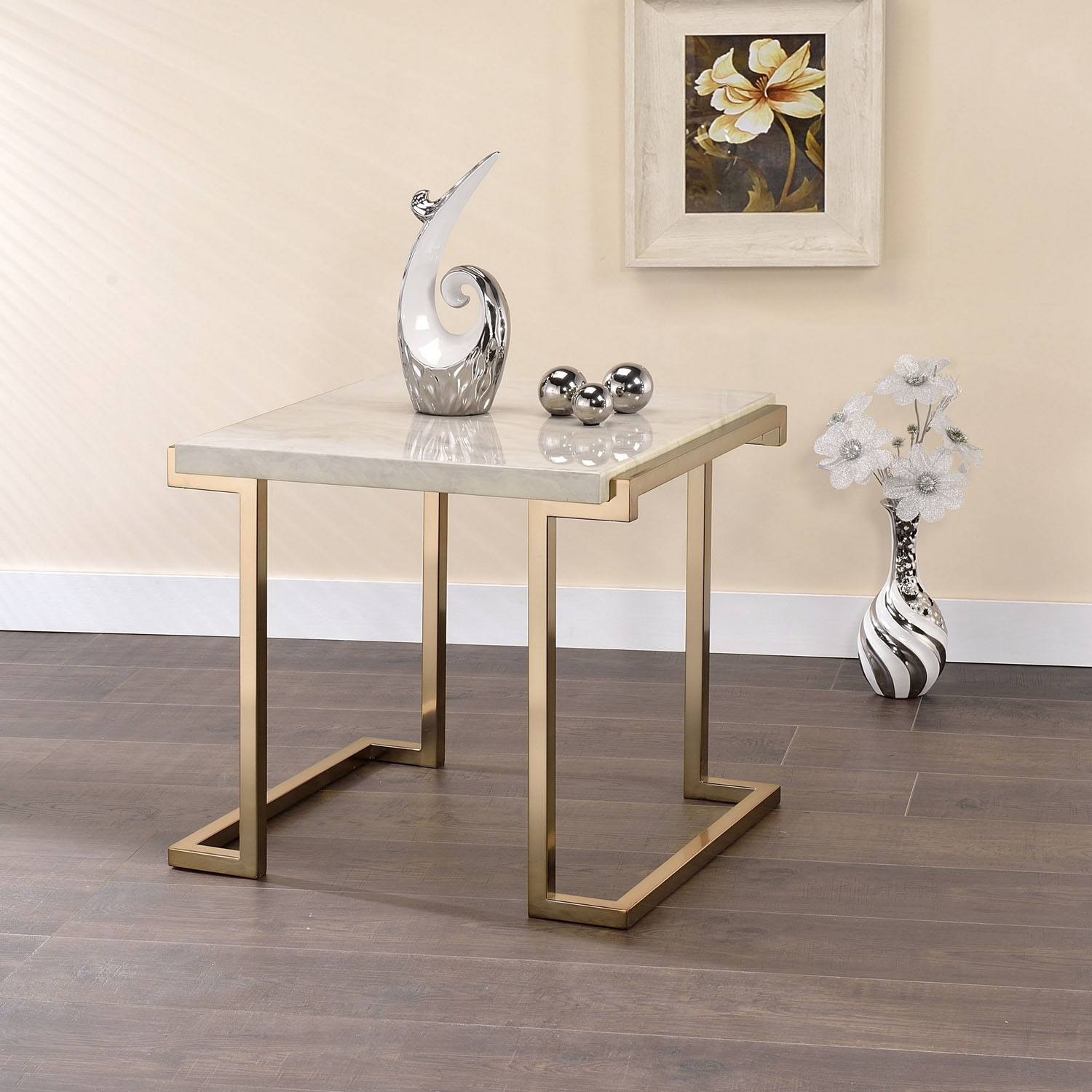 Allhallows Marble Look End Table