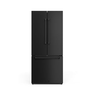 Thor Kitchen Collection Gordon Ramsay Réfrigérateur 17,5 pi³ de 30 po avec porte à 2 battants à profondeur de comptoir avec machine à glaçons noir mat - RF3017FFD00