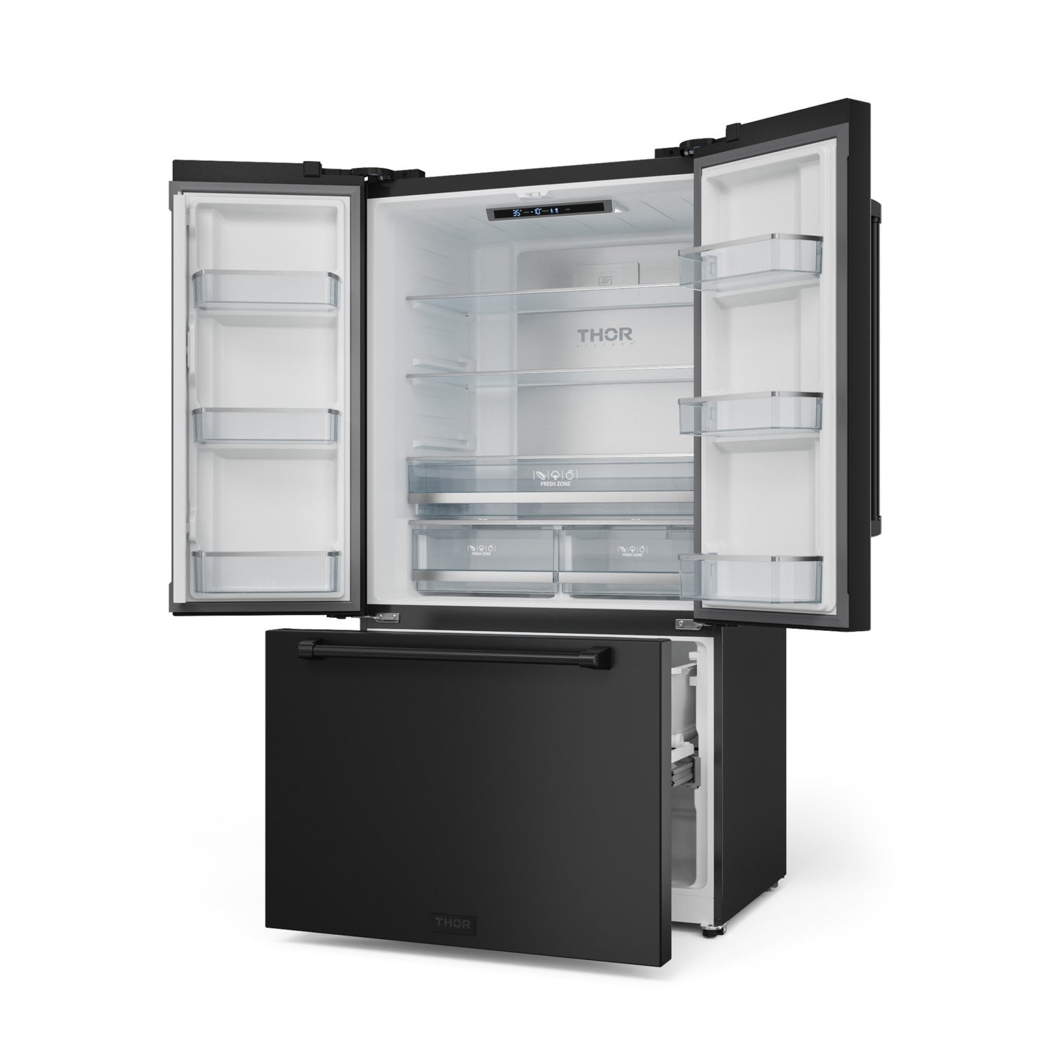 Thor Kitchen - Gordon Ramsay Collection 36" 20.3 Cu. Ft. Matte Black Counter-Depth French Door Refrigerator with Ice Maker - RF3621CTD00