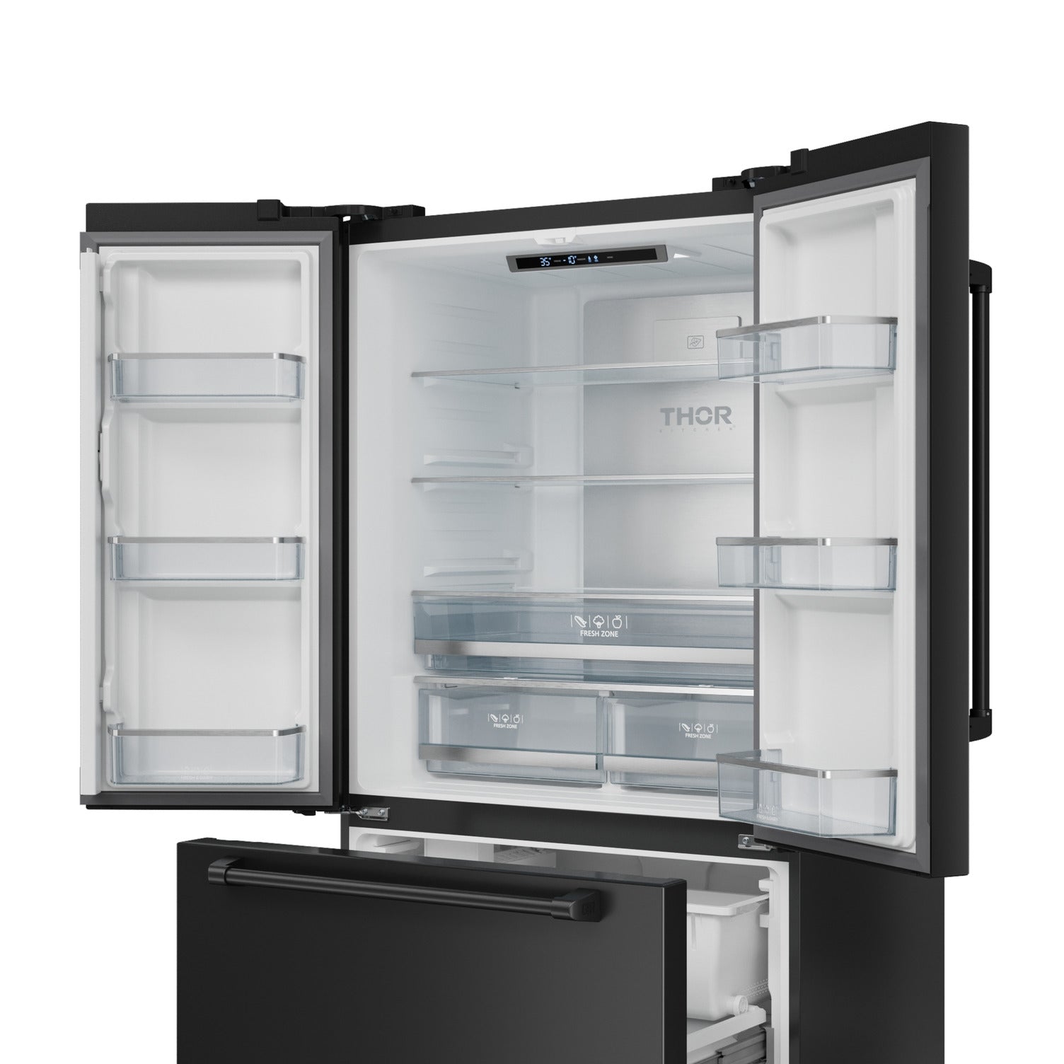 Thor Kitchen - Gordon Ramsay Collection 36" 20.3 Cu. Ft. Matte Black Counter-Depth French Door Refrigerator with Ice Maker - RF3621CTD00