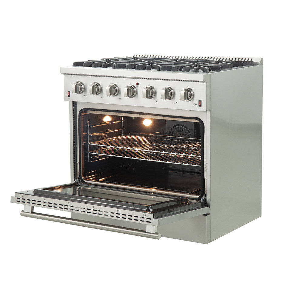 Forno Galiano 36" Stainless Steel Freestanding Gas Range (5.36 Cu. Ft.) - FFSGS6244-36