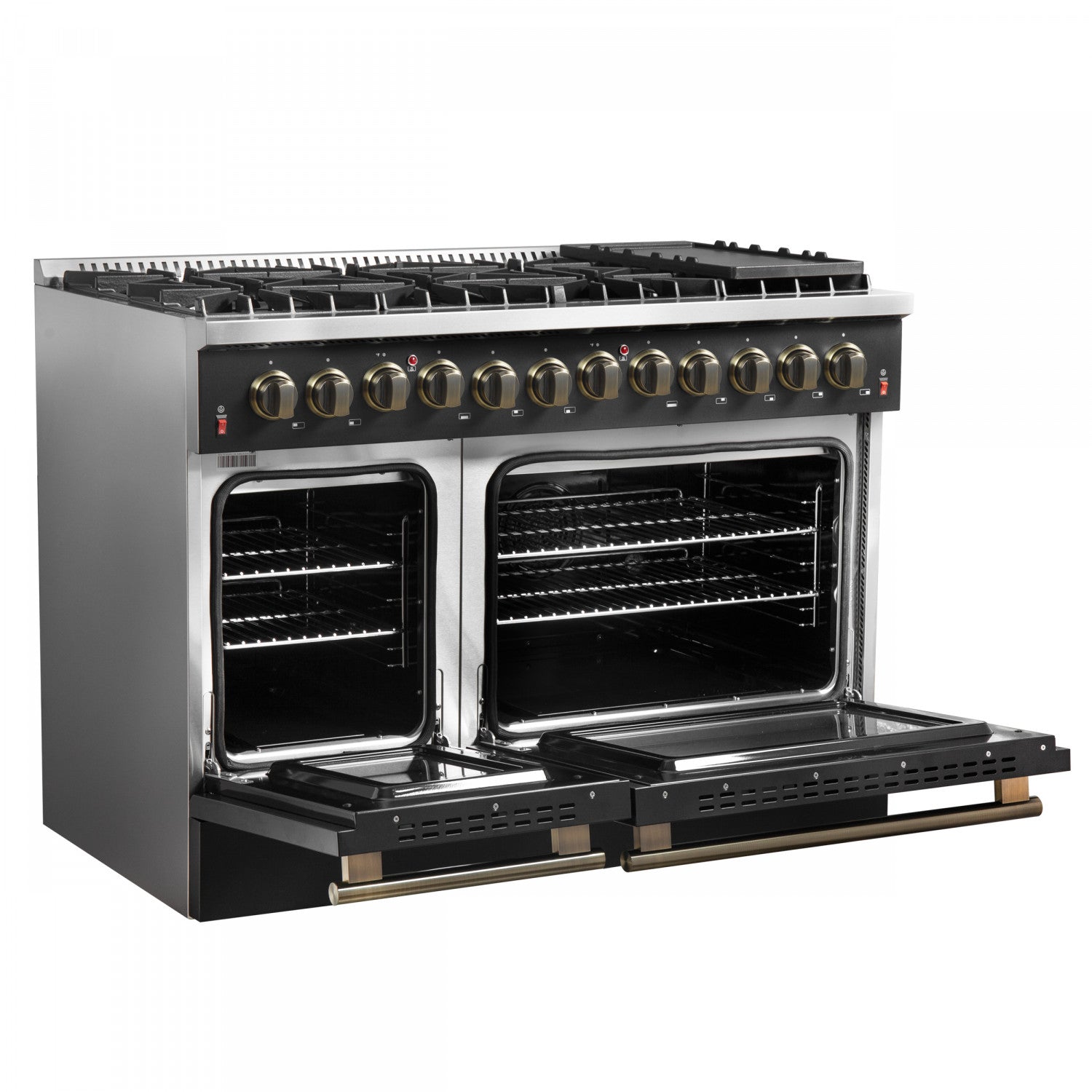 Forno Galiano 48" Black Freestanding Dual Fuel Double Oven Range with True Convection (6.58 Cu. Ft.) - FFSGS6156-48BLK