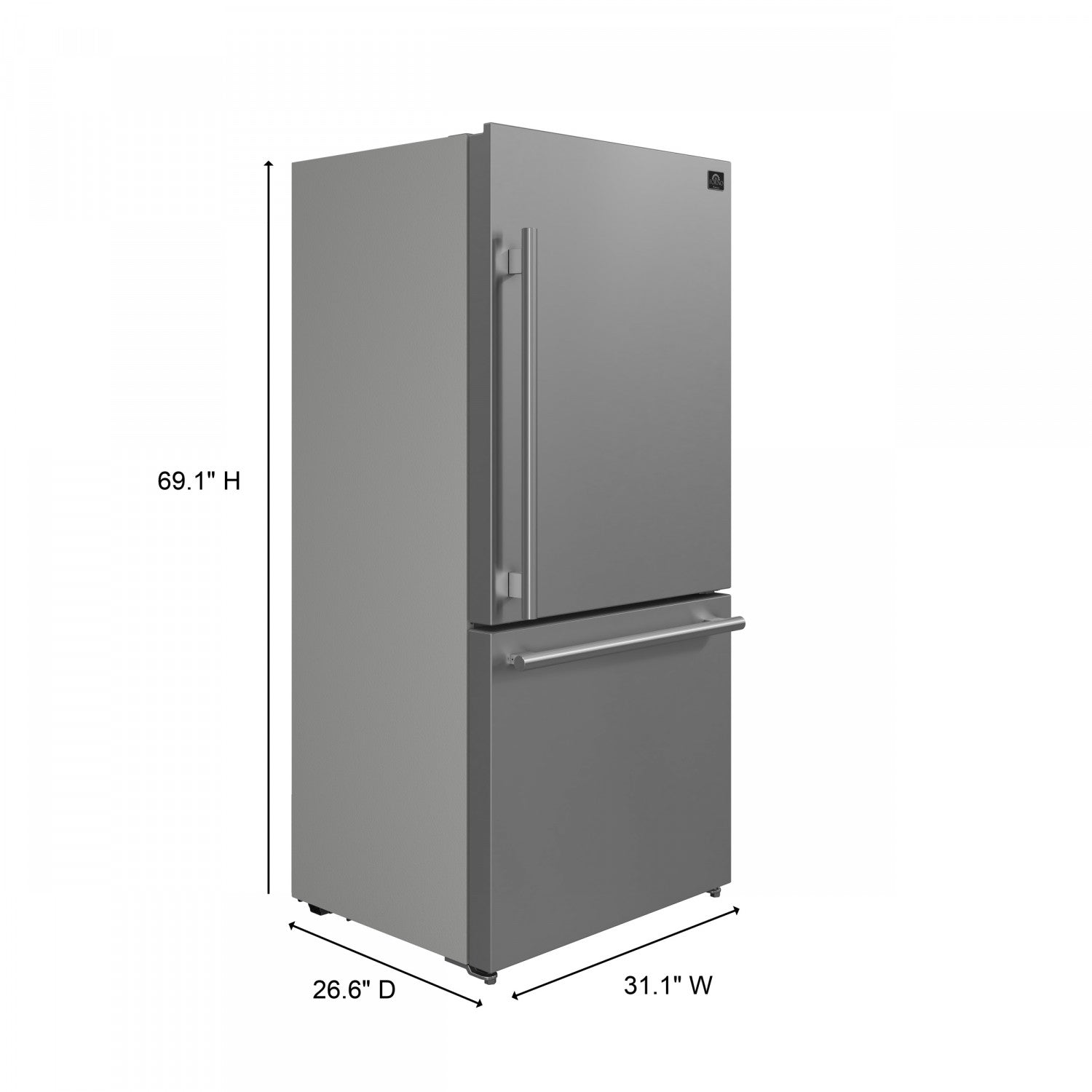 Forno Milano 31" 17.2 Cu.Ft. Stainless Steel Bottom Freezer Refrigerator with Right Swing Door - FFFFD1785-31S