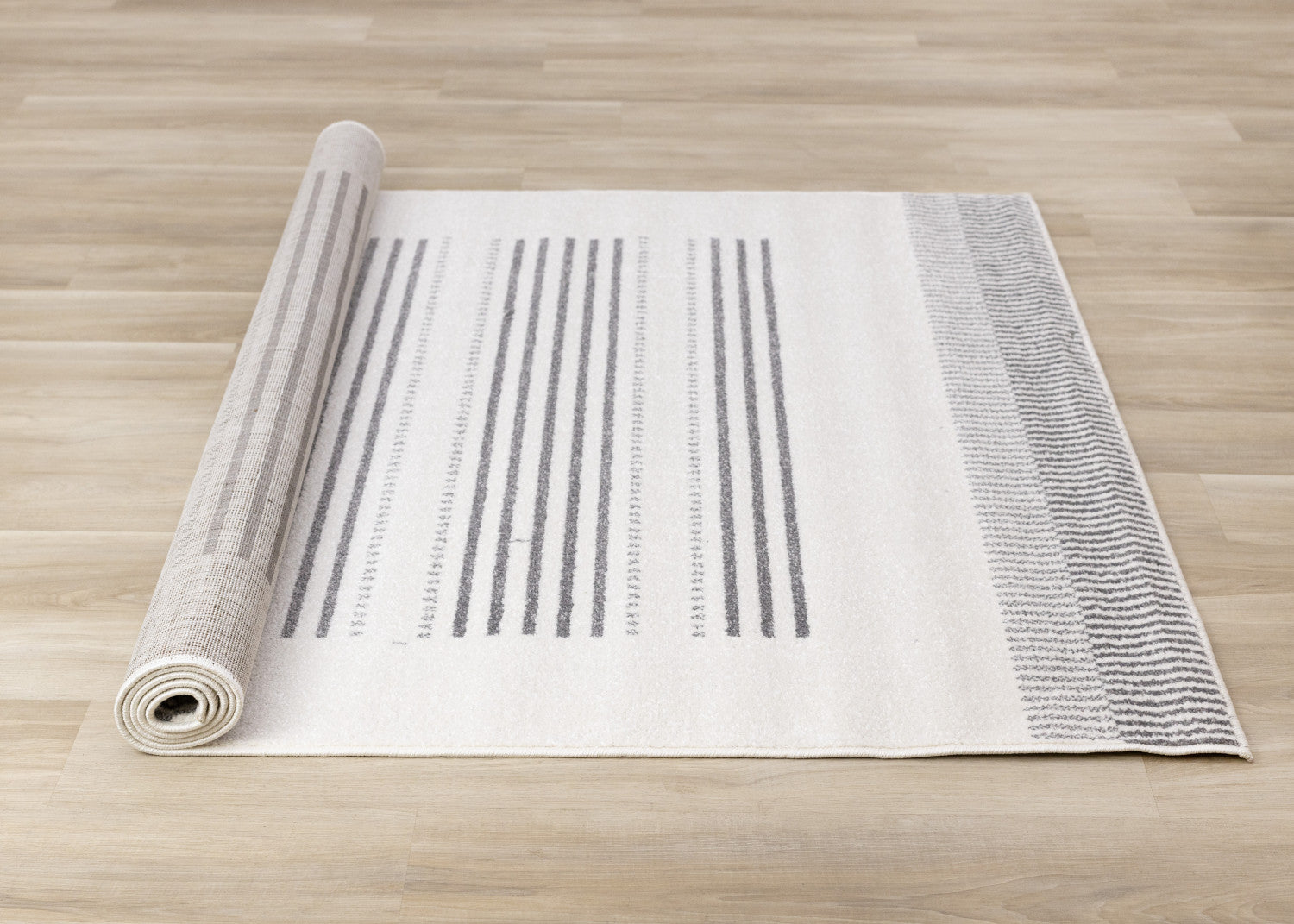 Claremont Sleek Modern Lines Area Rug - 8' X 11' - White/Grey