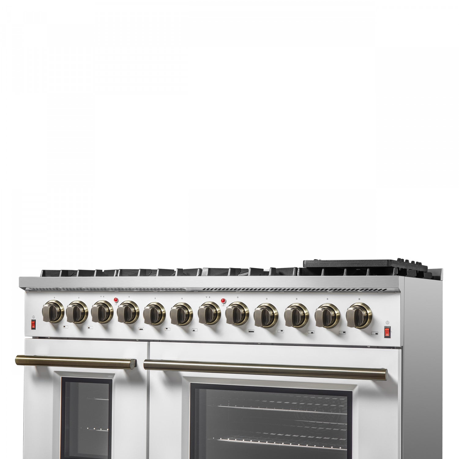 Forno Galiano 48" White Freestanding Dual Fuel Double Oven Range with True Convection (6.58 Cu. Ft.) - FFSGS6156-48WHT
