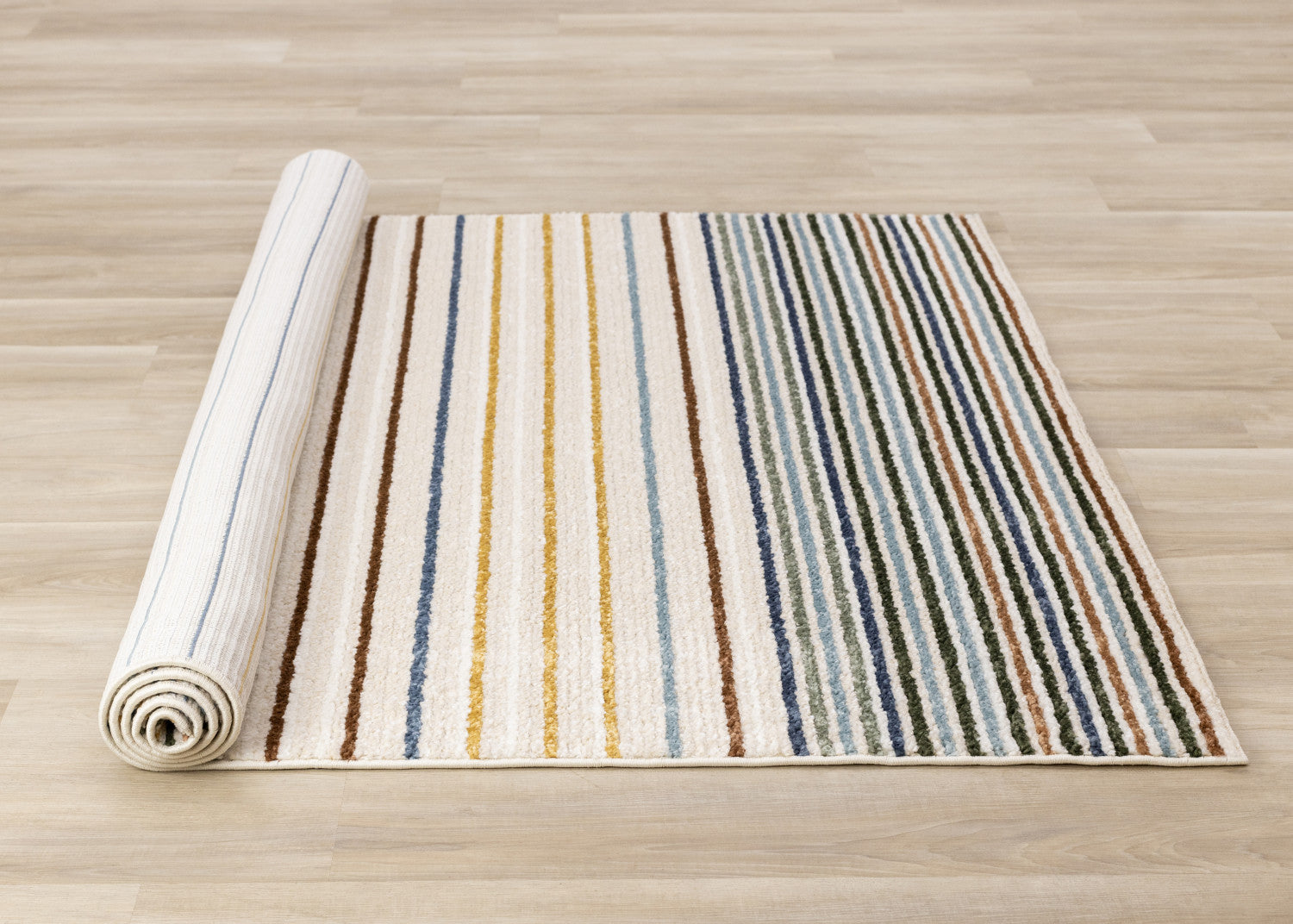 Nora Casual Contemporary Striped Area Rug - 5' X 8' - Cream/Blue/Yellow