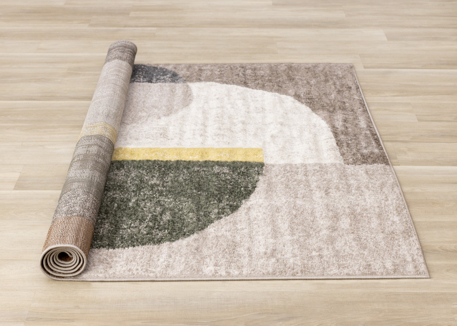Maui Modern Geometric Area Rug - 5' X 8' - Grey/Green/Yellow