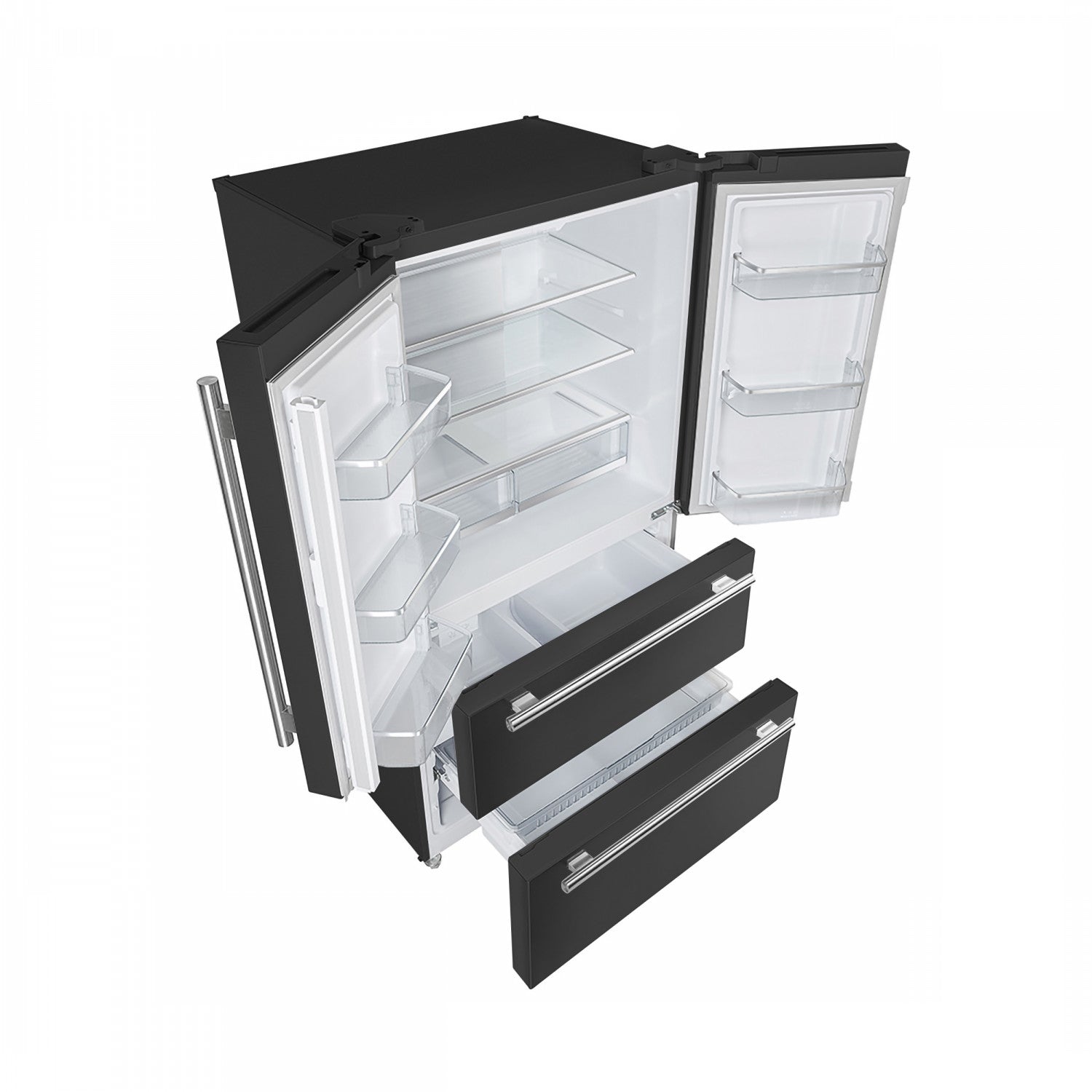 Forno Moena 36" 19.2 Cu.Ft. Black Counter-Depth French Door Refrigerator with Ice Maker - FFRBI1820-36BLK