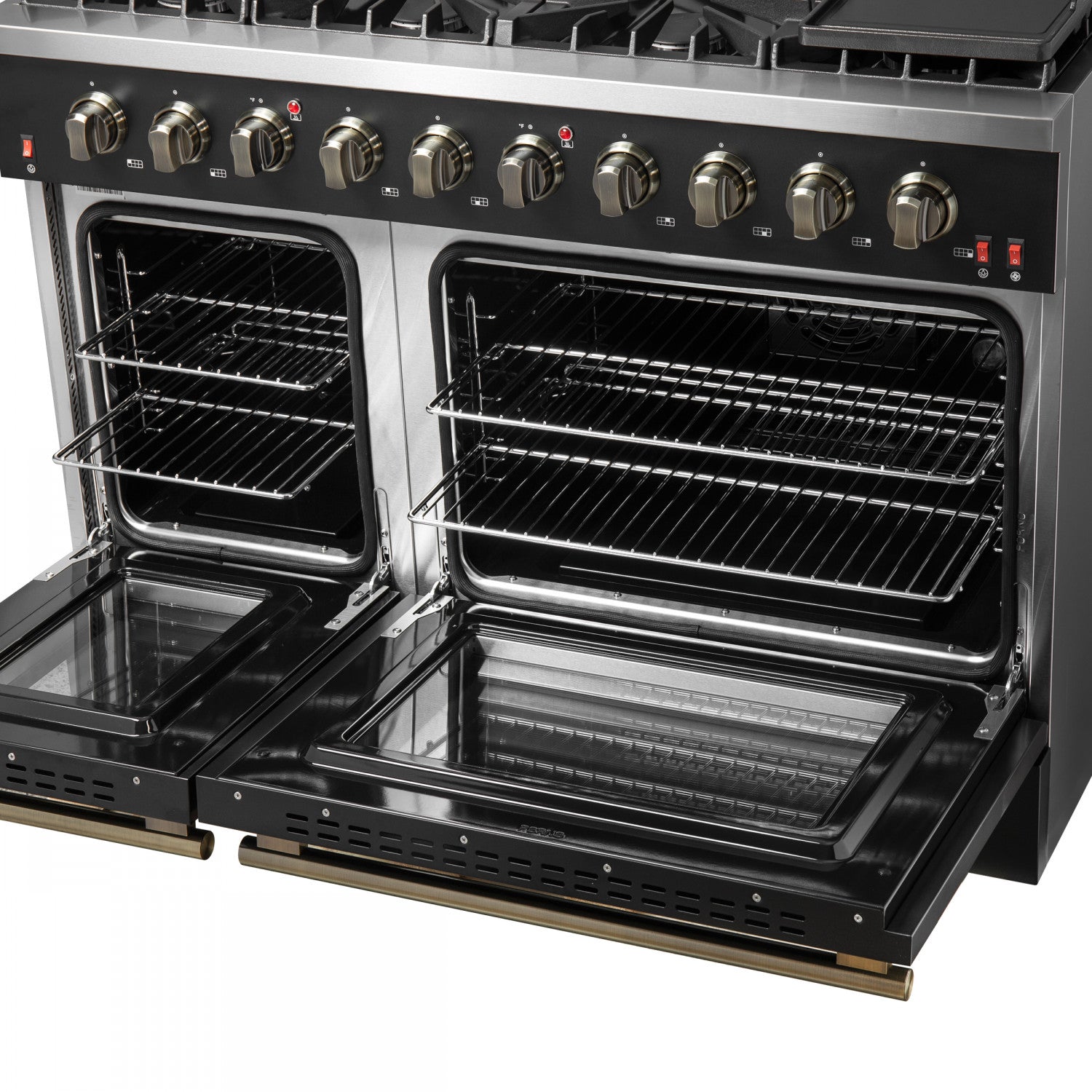 Forno Galiano 48" Black Freestanding Double Oven Gas Range (6.58 Cu. Ft.) - FFSGS6244-48BLK