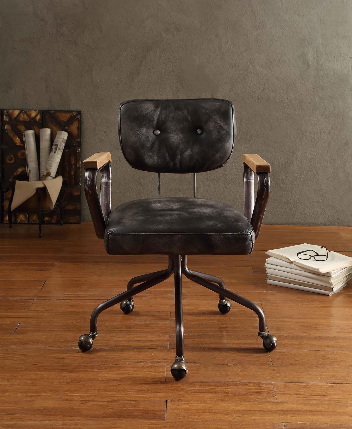 Buo Leather Executive Office Chair - Vintage Black