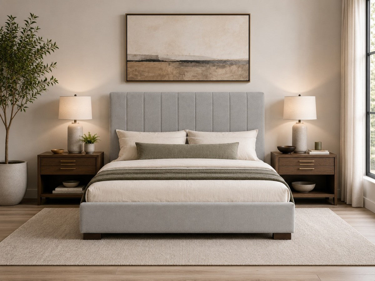 Ollie 3-Piece Queen Upholstered Bed - Grey