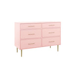 Valerie Glam 6-Drawer Dresser - Light Pink