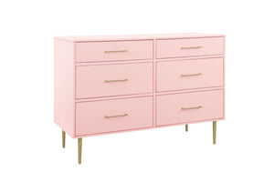 Valerie Glam Bureau 6 tiroirs – rose pâle