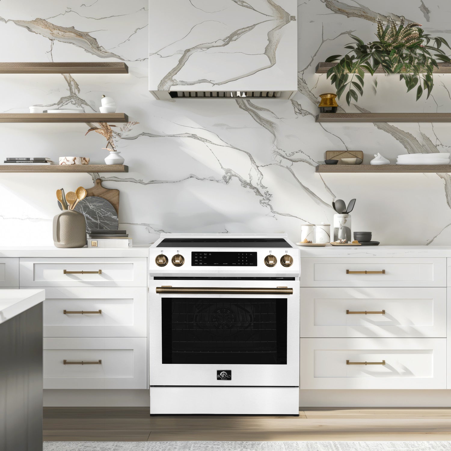 Forno Donatello White Slide-in Induction Range with True Convection (5.0 Cu. Ft.) - FFSIN0905-30WHT
