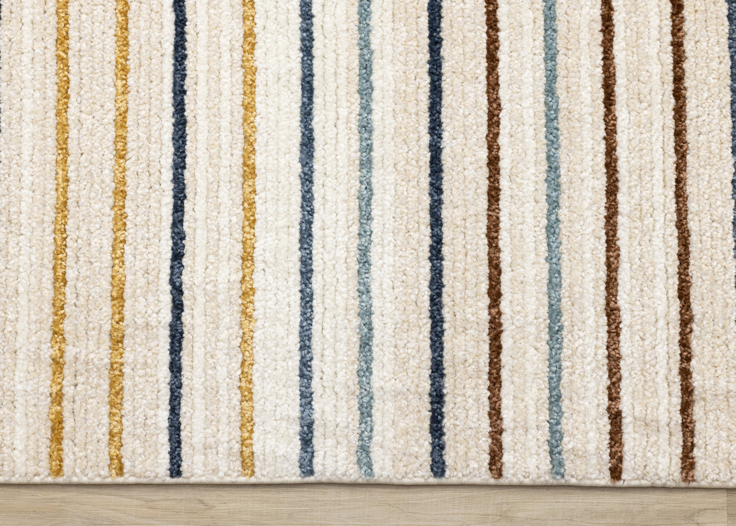 Nora Casual Contemporary Striped Area Rug - 5' X 8' - Cream/Blue/Yellow