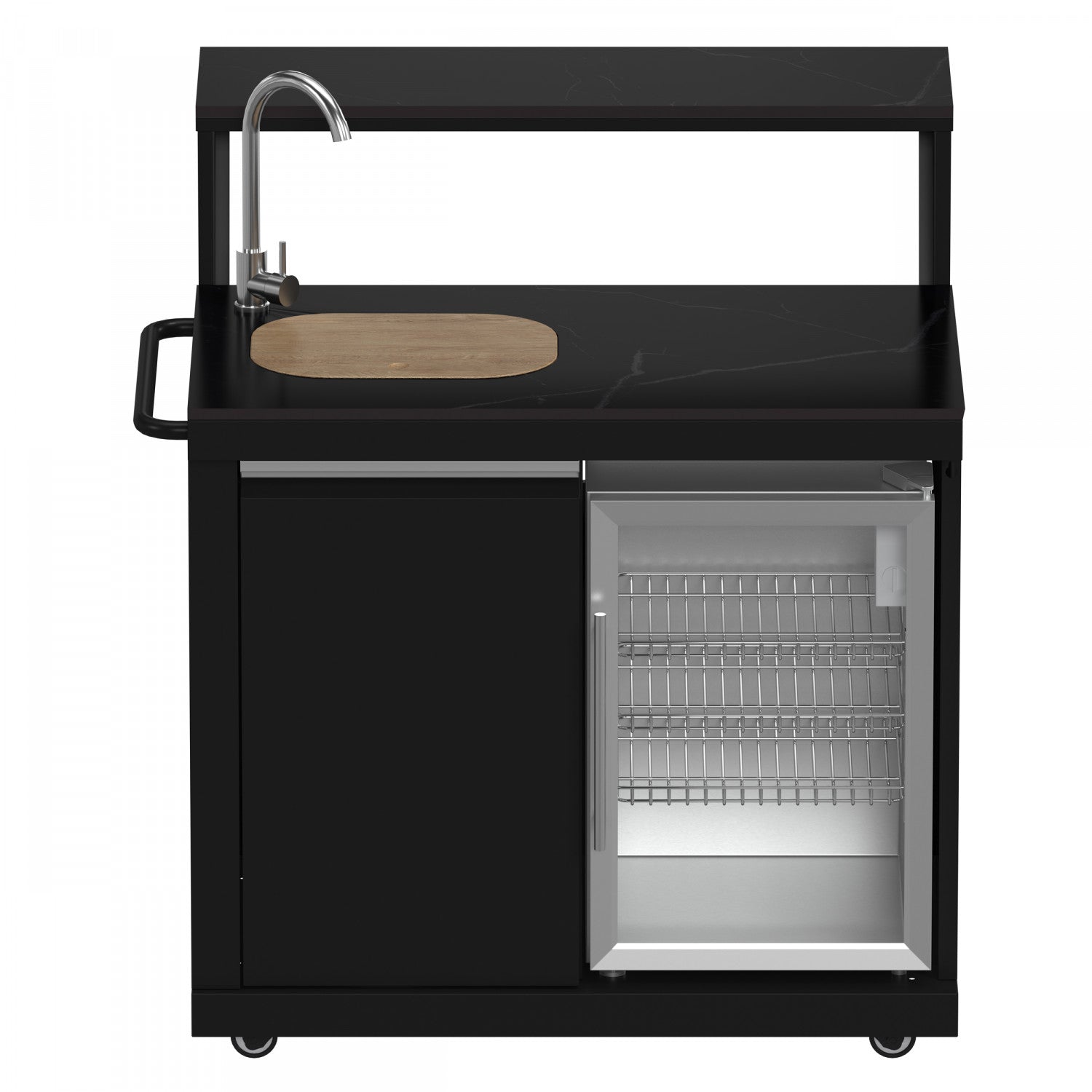 Forno All'Aperto Black Countertop Outdoor Kitchen with 74,600 BTU BBQ, Pizza Oven and Bar Module - FODKT2551BLK