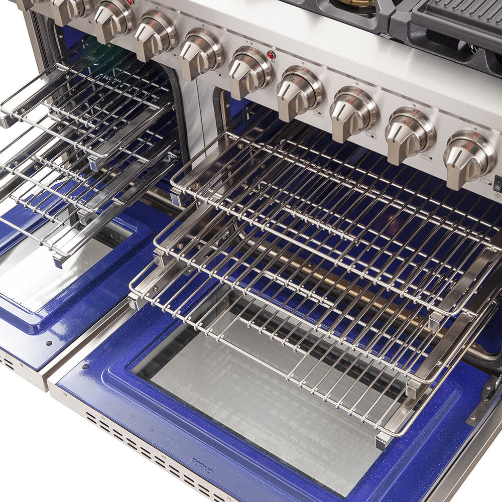 Forno Capriasca 48" Stainless Steel Freestanding Double Oven Gas Range (6.58 Cu. Ft.) - FFSGS6260-48