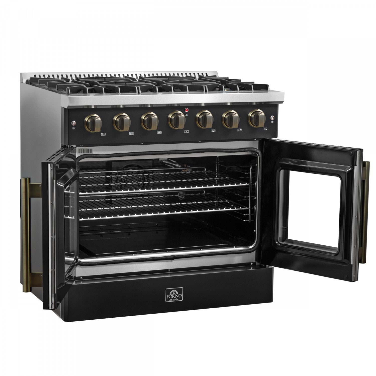 Forno Galiano 36" Black French Door Freestanding Gas Range (5.36 Cu. Ft.) - FFSGS6444-36BLK