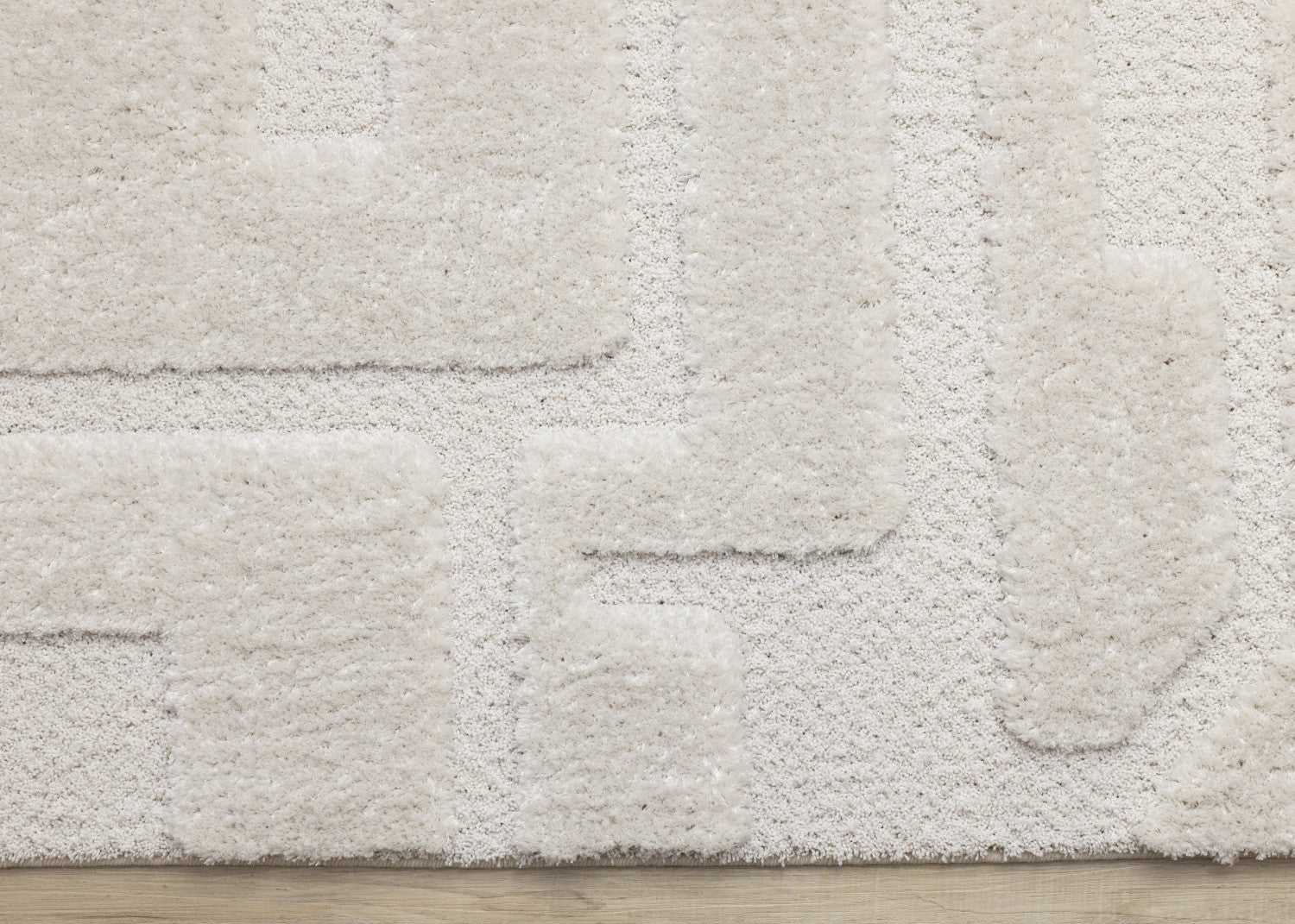 Luxury Plush Textured Shapes Area Rug - 8' X 11' - Cream