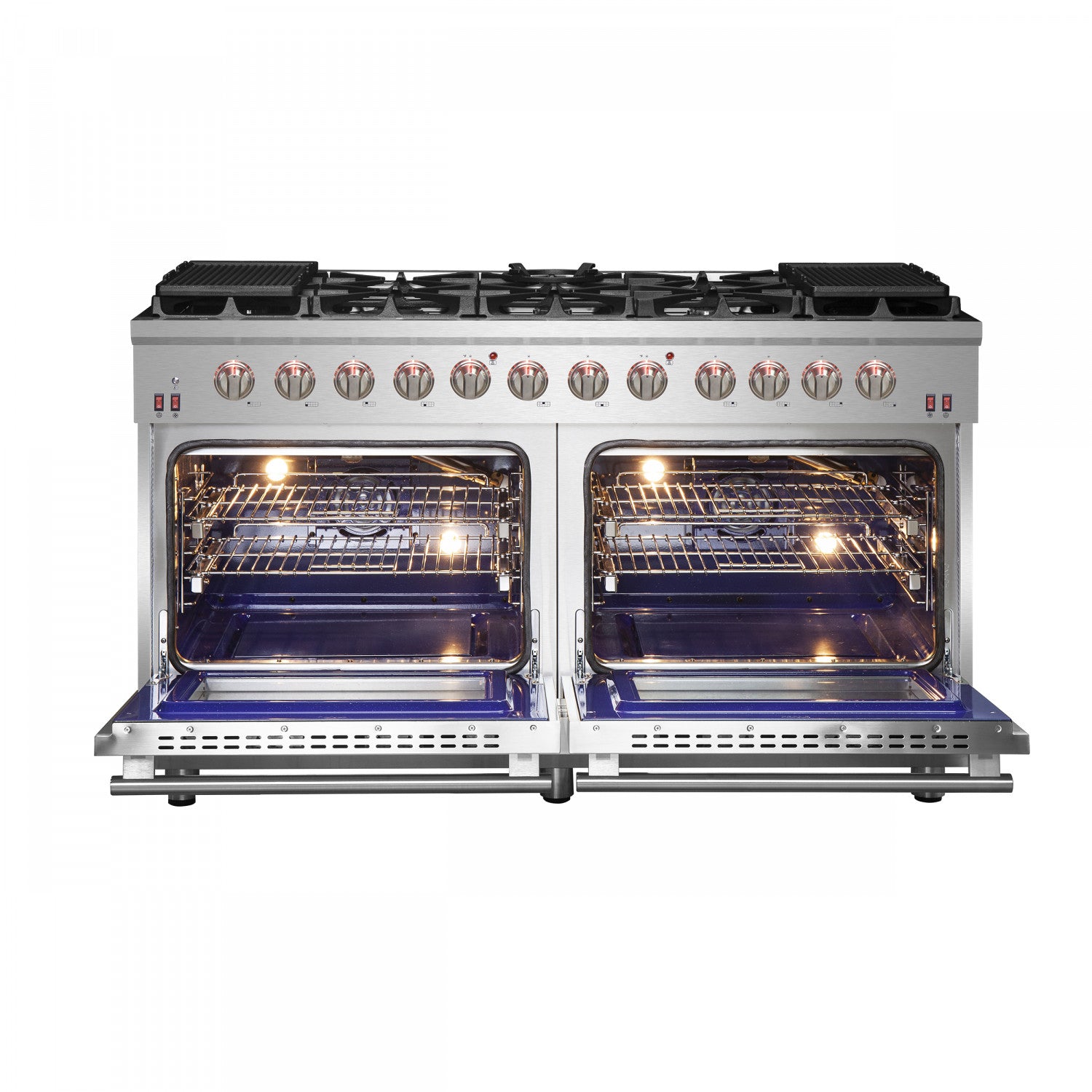 Forno Massimo 60" Stainless Steel Freestanding Double Oven Gas Range with Air Fry (8.64 Cu. Ft.) - FFSGS6239-60