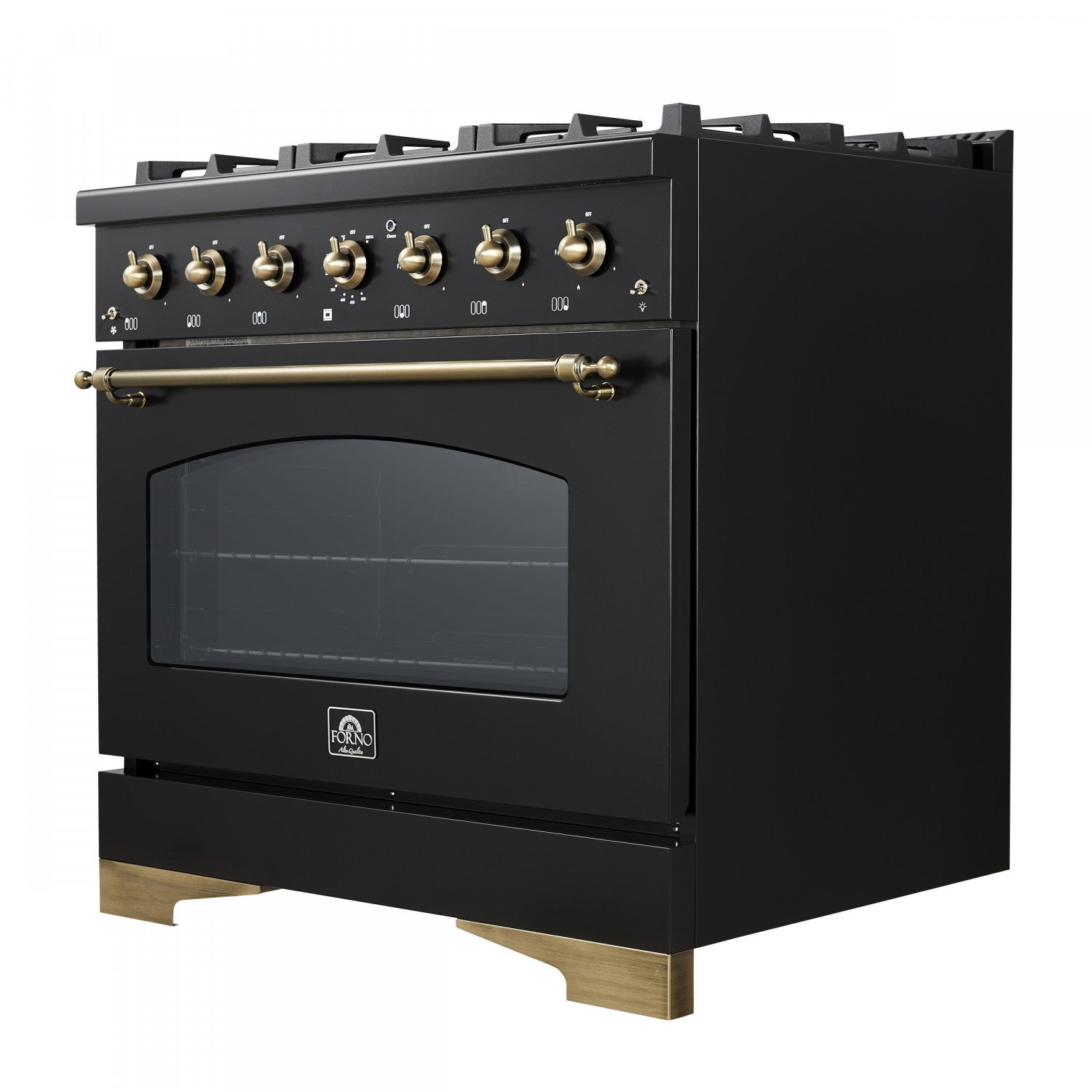 Forno Antico 36" Black Dual Fuel Range (4.5 Cu. Ft.) - FFSGS6113-36BLK