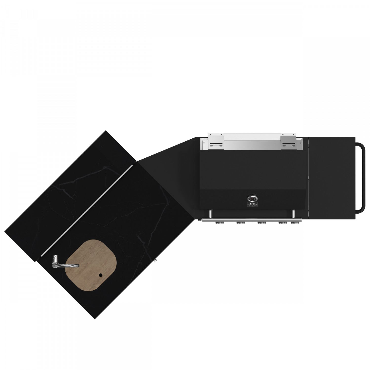 Forno All'Aperto Black Countertop Outdoor Kitchen with 62,600 BTU BBQ and Beverage Centre - FODKT2582BLK