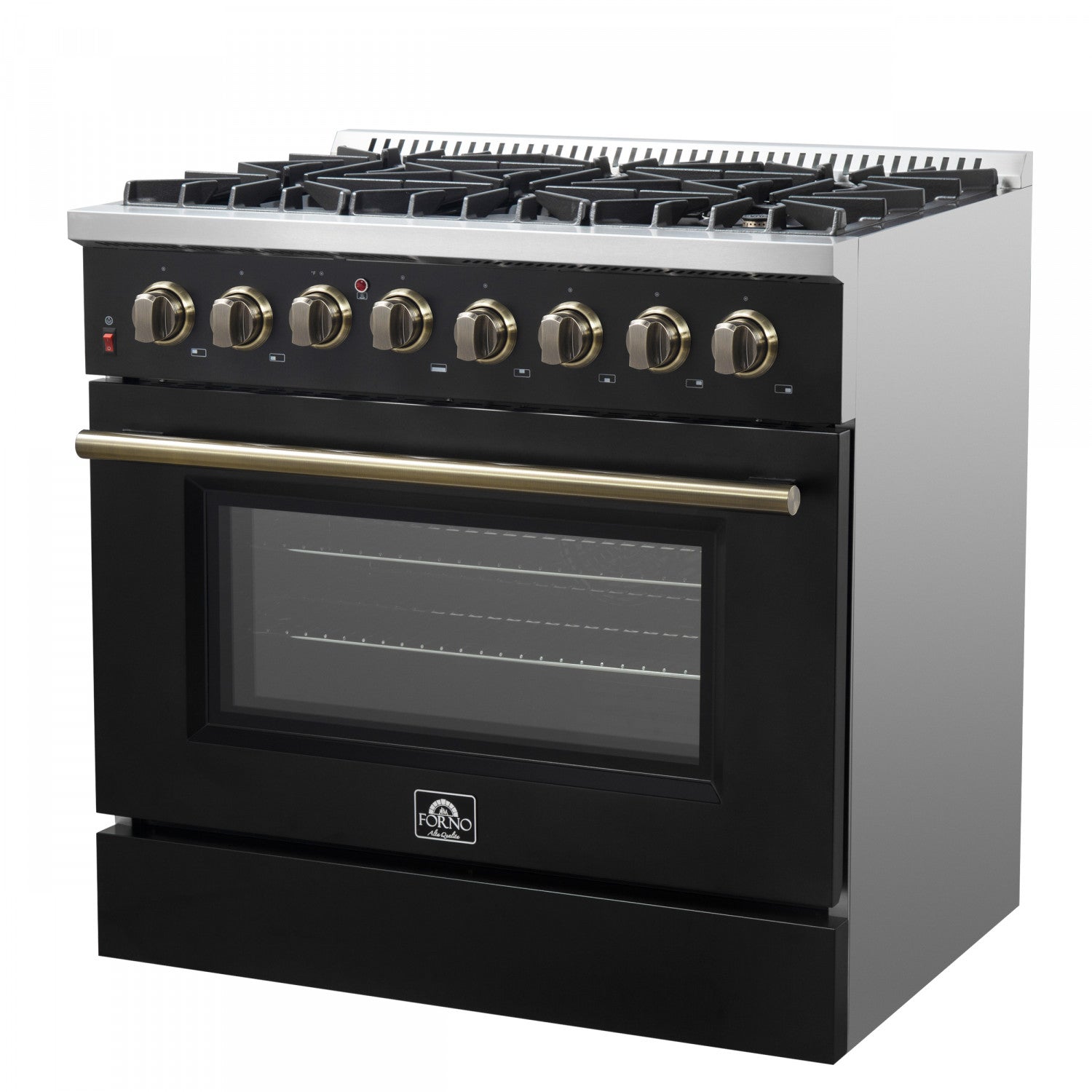 Forno Galiano 36" Black Dual Fuel Range with True Convection (5.36 Cu. Ft.) - FFSGS6156-36BLK