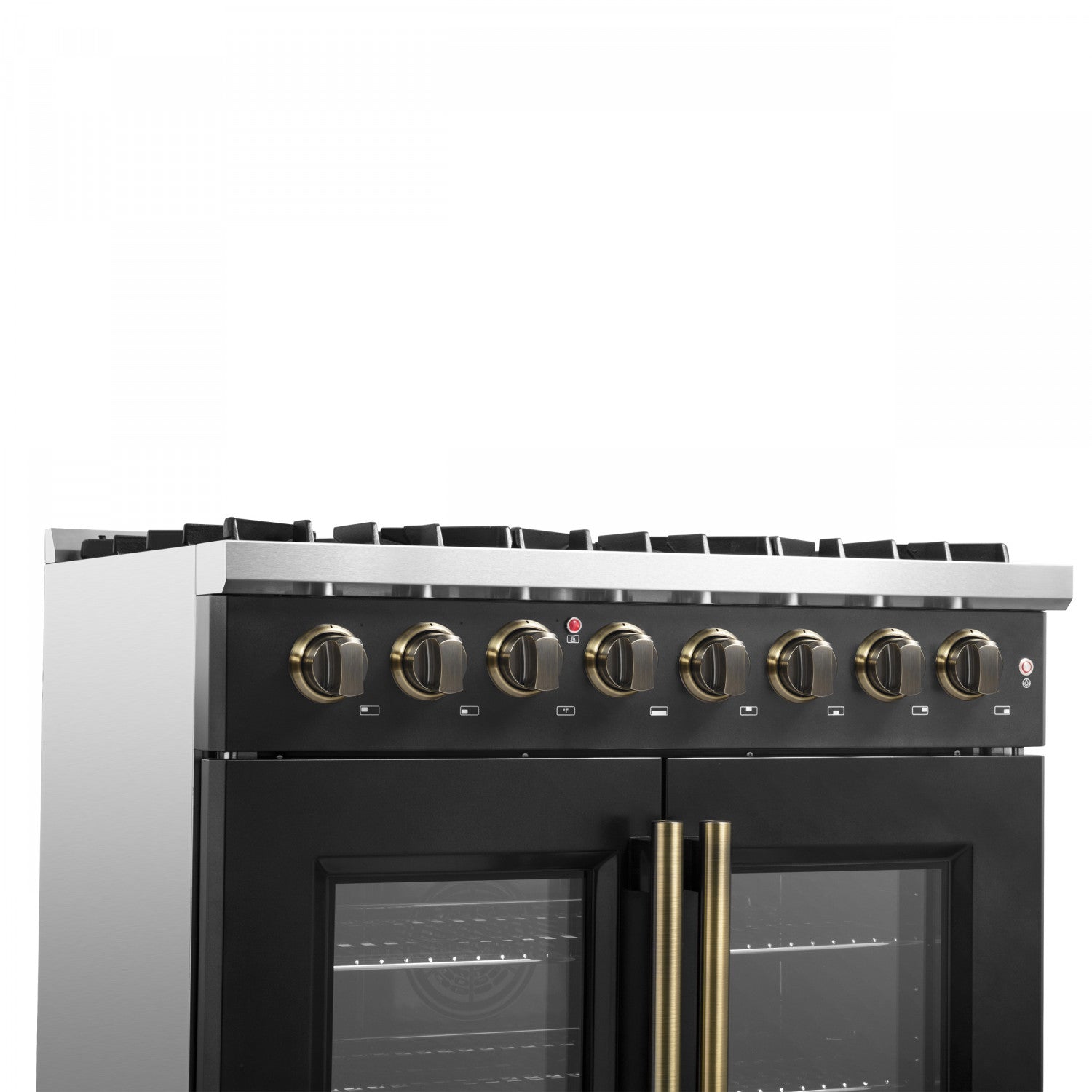 Forno Galiano 36" Black French Door Dual Fuel Range with True Convection (5.36 Cu. Ft.) - FFSGS6356-36BLK