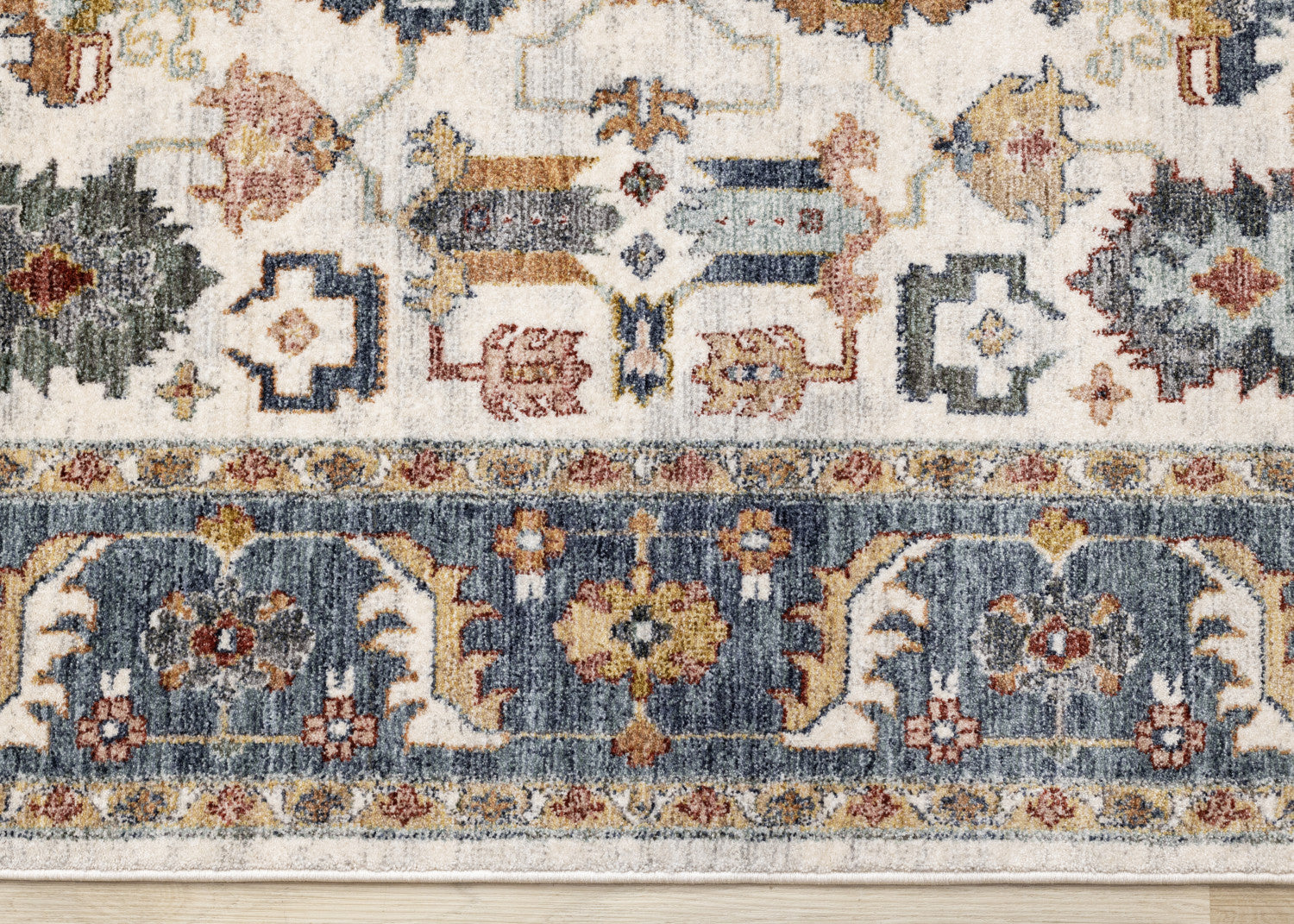 Macie Traditional Border Area Rug - 8' X 11' - Cream/Blue