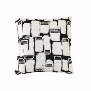 Dans l'abstrait Coussin 18 po x 18 po – blanc, noir