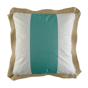 Garden Party Coussin décoratif d’extérieur – sarcelle, bande blanche