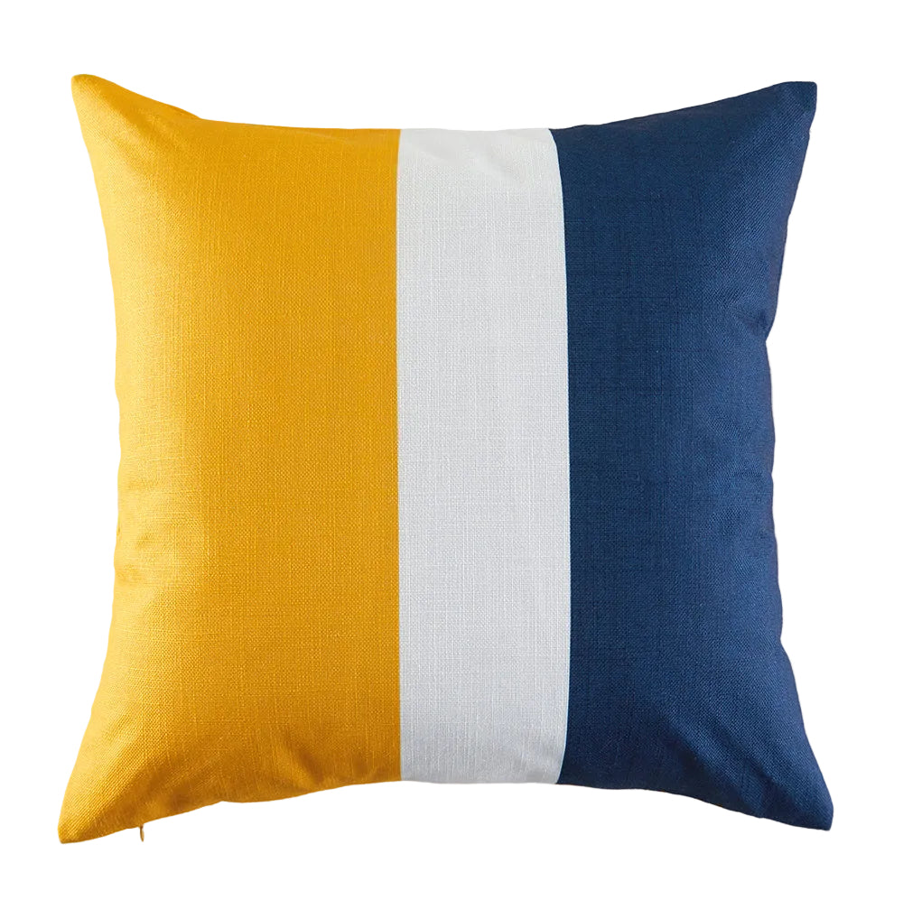 Garden Party Outdoor Decorative Accent Cushion - Yellow, Navy Stripe