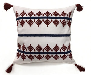 Garden Party Coussin décoratif d’extérieur avec pompons – rouge, bleu scandinave