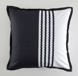 Garden Party Coussin décoratif d’extérieur avec bordure – noir, bande blanche
