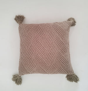 Charme rustique Coussin 18 po x 18 po tissage en chevron – beige, brun