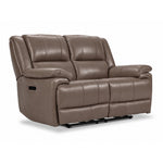 Allie Leather Dual Power Reclining Loveseat - Mocha