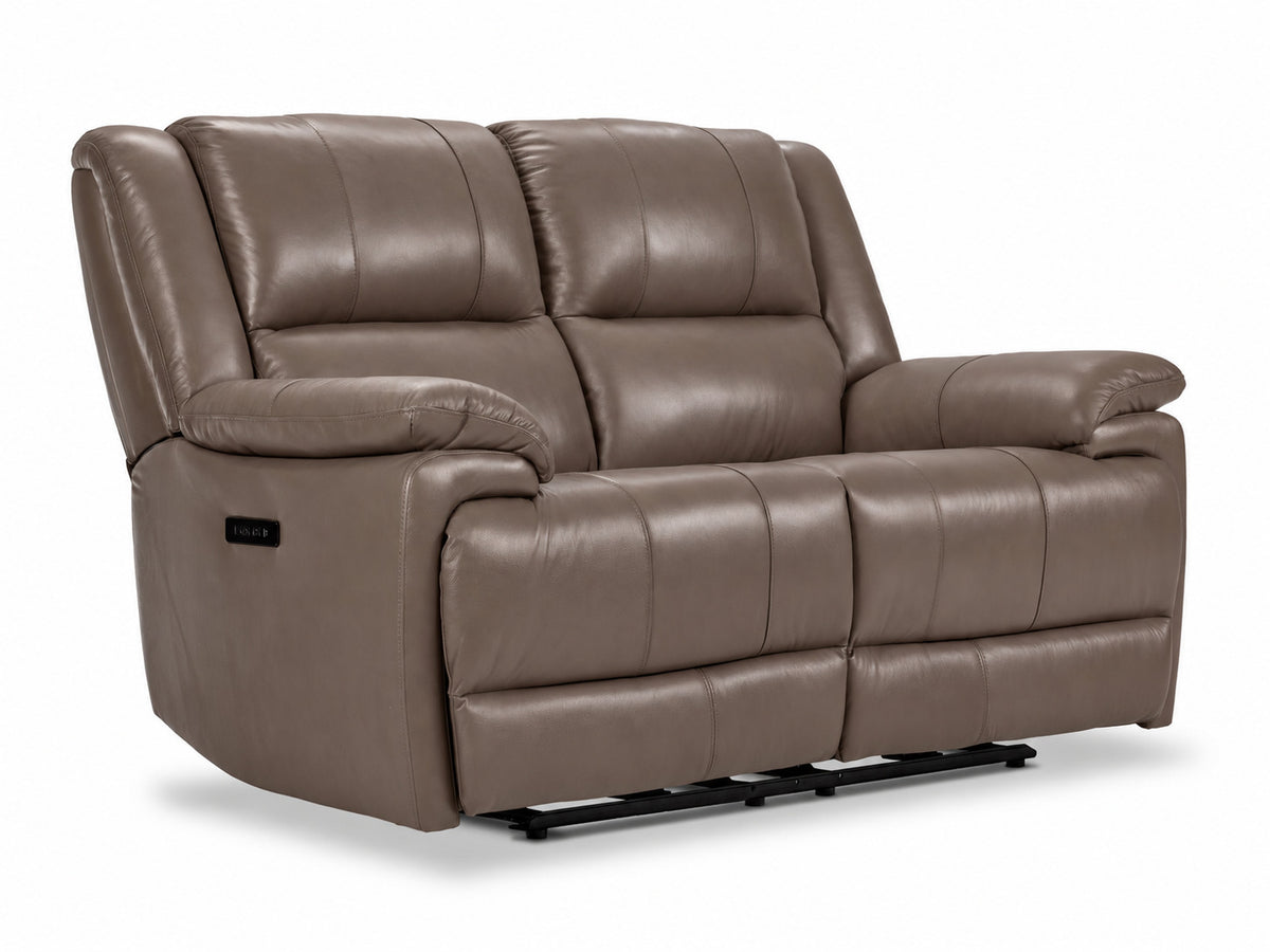 Allie Leather Dual Power Reclining Loveseat - Mocha