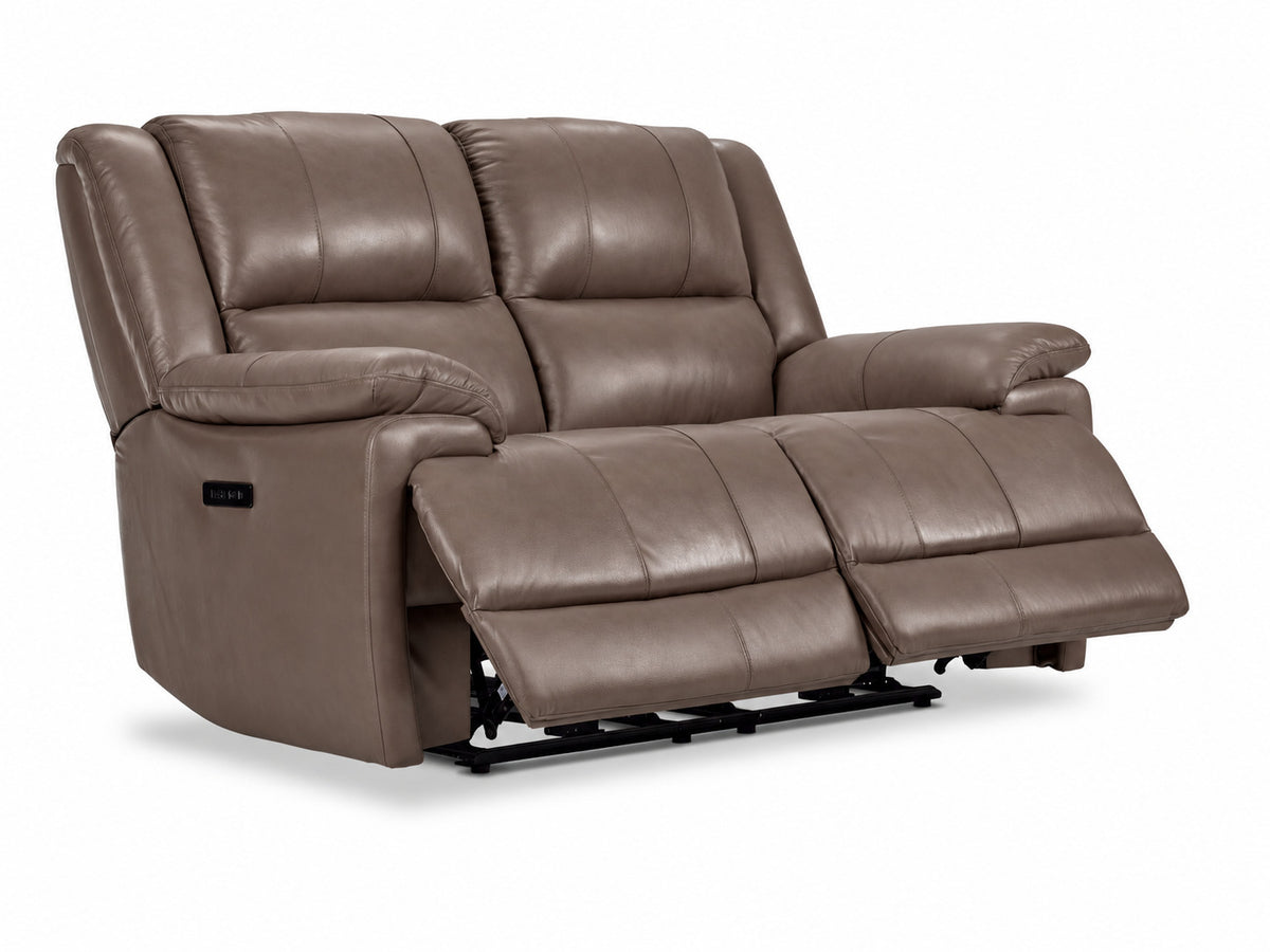 Allie Leather Dual Power Reclining Loveseat - Mocha