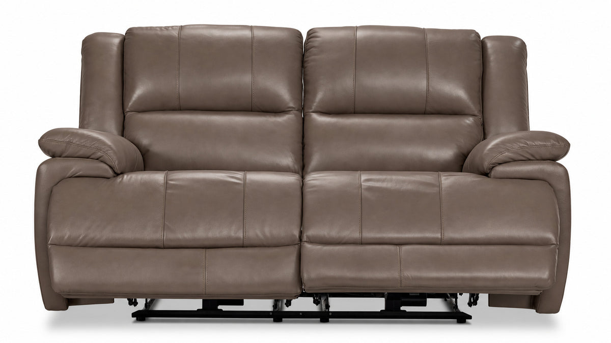 Allie Leather Dual Power Reclining Loveseat - Mocha