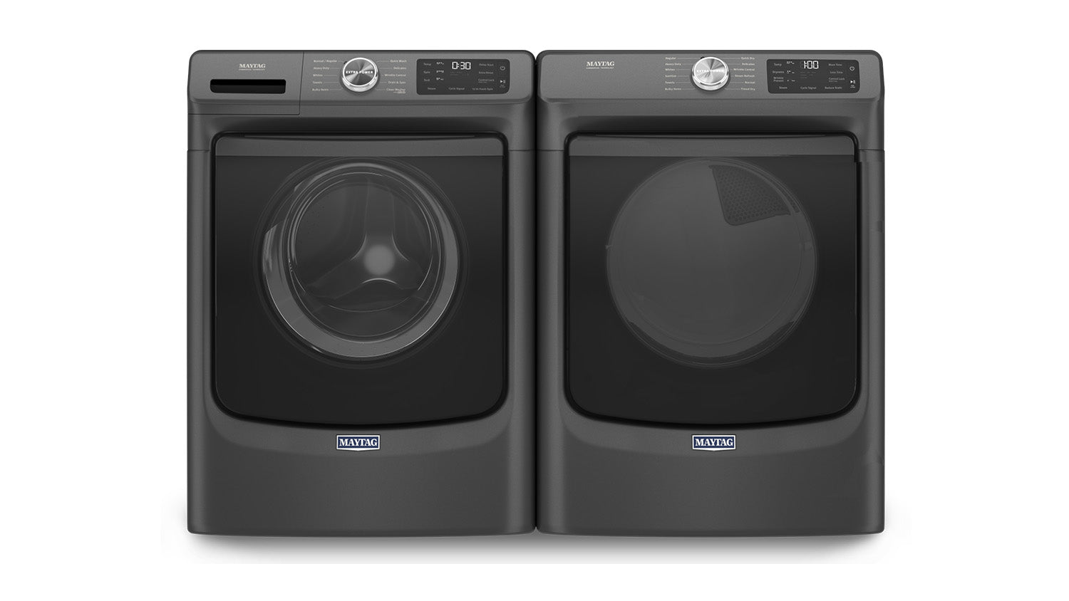 Maytag Volcano Black Front-Load Washer (5.2 cu. ft.) & Gas Dryer (7.3 cu. ft.) - MHW5630MBK/MGD6630MBK