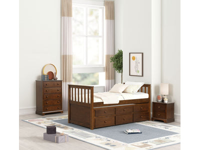 Trudy Chambre à coucher avec rangement 5 mcx simple avec lit gigogne – expresso