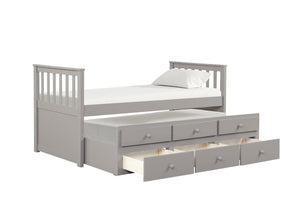 Trudy Lit simple avec rangement 3 mcx avec lit gigogne - gris