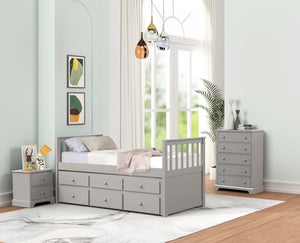 Trudy Chambre à coucher avec rangement 5 mcx simple avec lit gigogne – gris