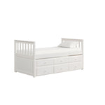 Trudy 3-Piece Twin Captain Bed with Trundle - White