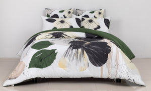 En pleine floraison Ens. de literie 5 mcx très grand – blanc, vert, noir