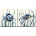 Under Sea Kelp Canvas Wall Art - Set Of 2 - 16 x 16