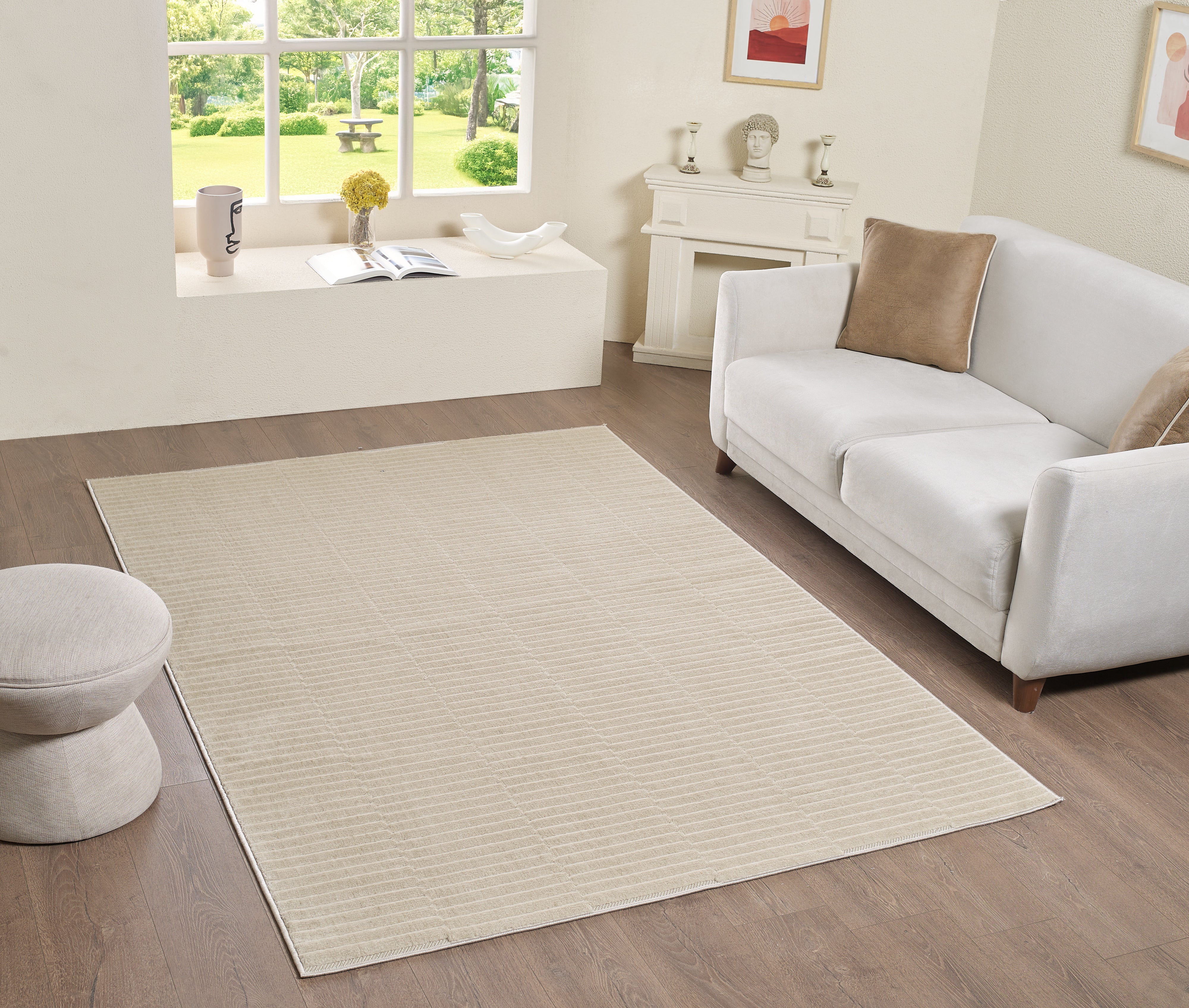 L2 Decor Cornelle Area Rug 8' x 11' with Underpad - Beige