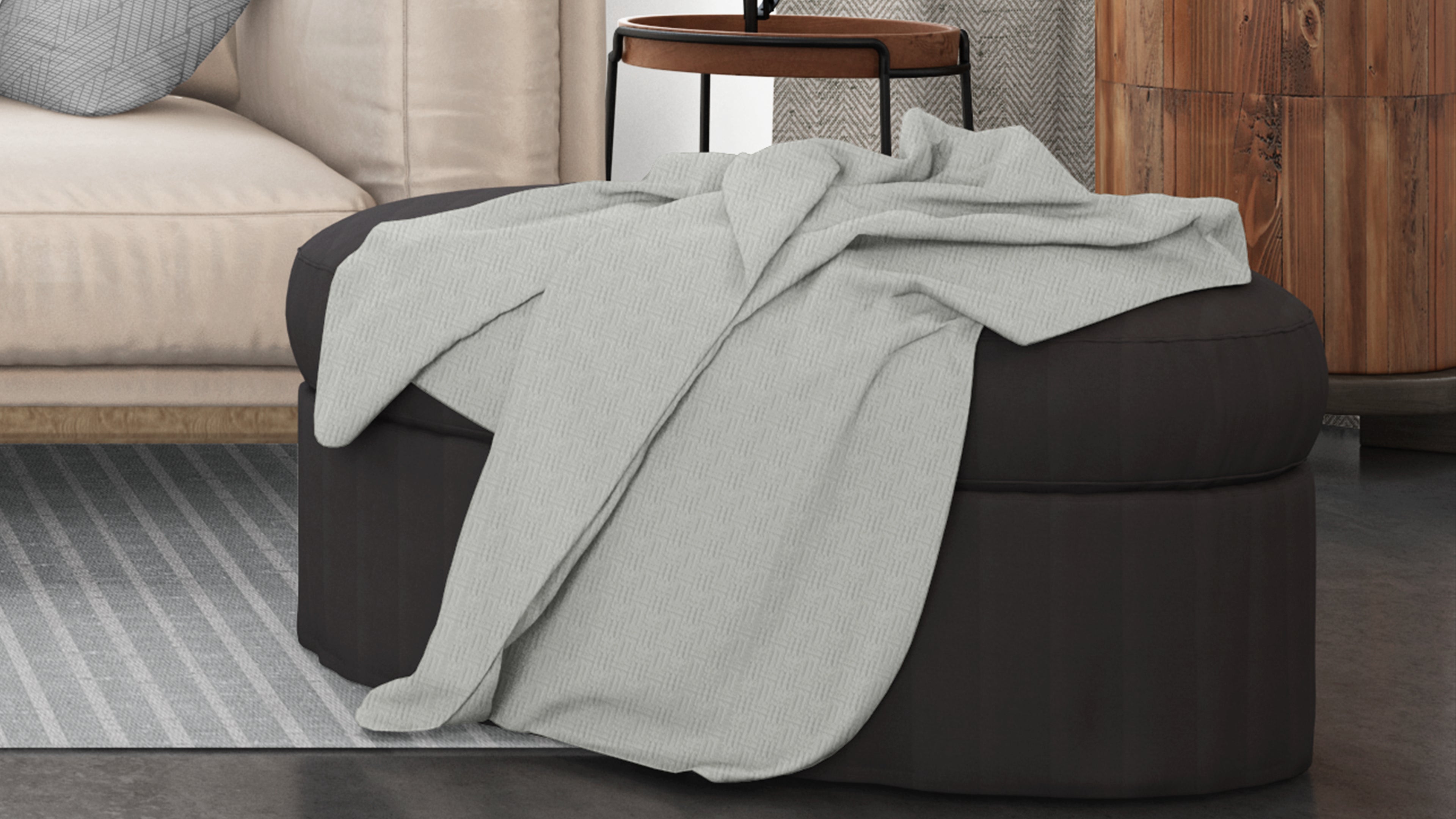 Cotton House King Textured Blanket - Grey