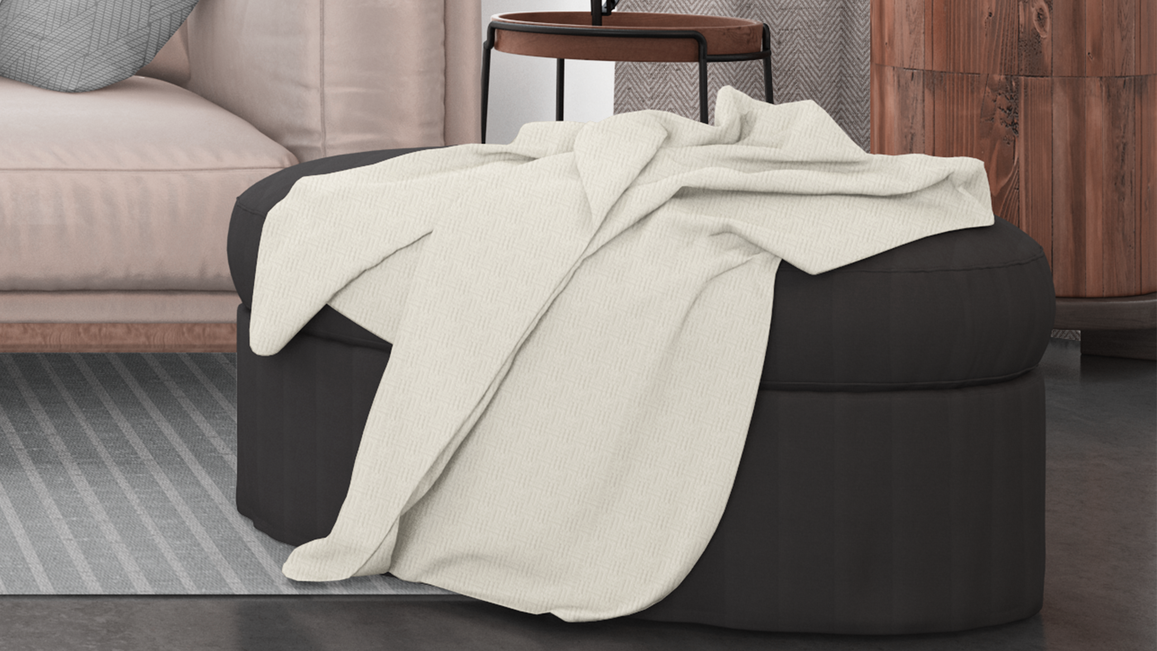 Cotton House Twin Textured Blanket - Cream