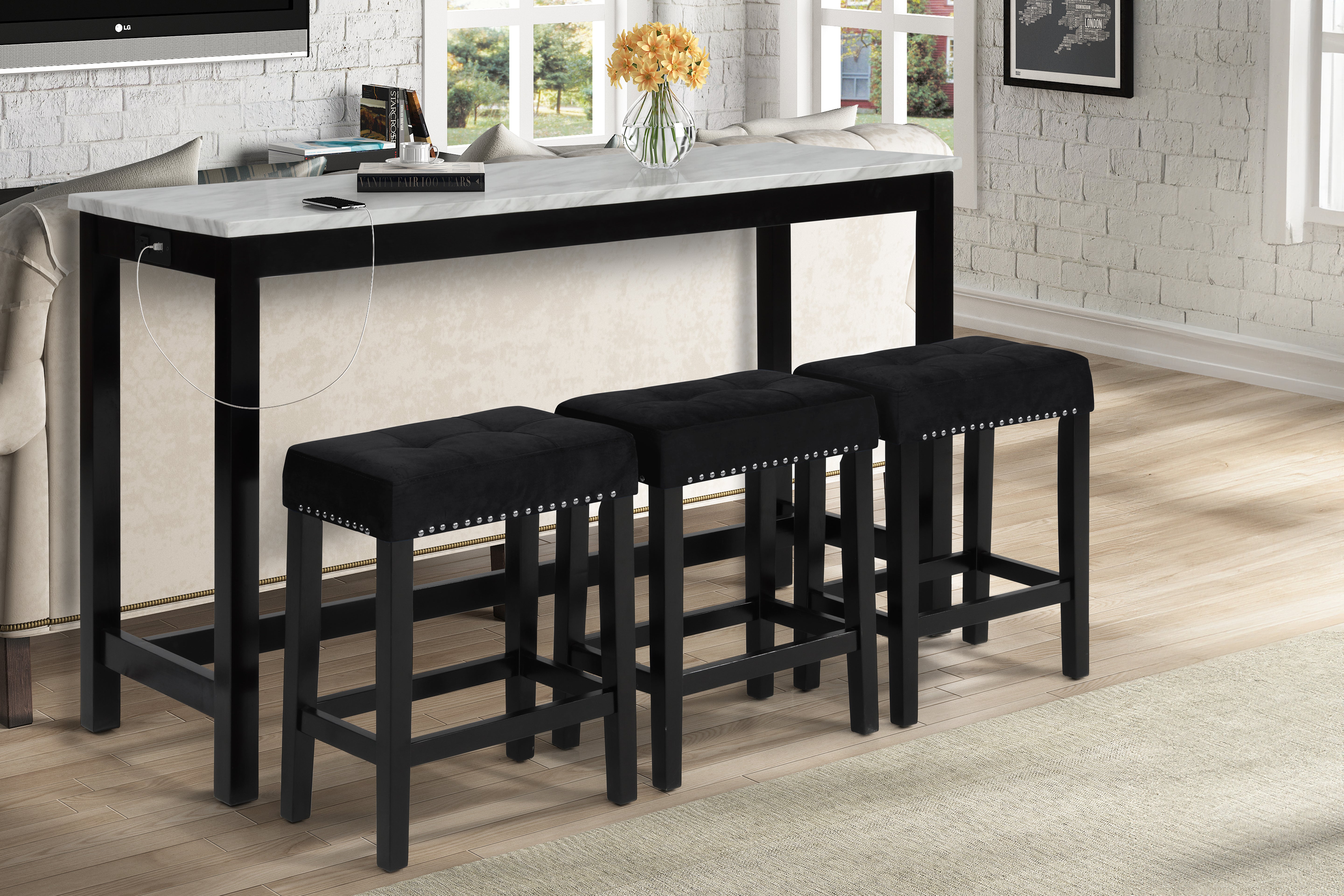 Kalee 4-Piece Counter Height Dining Set - Black